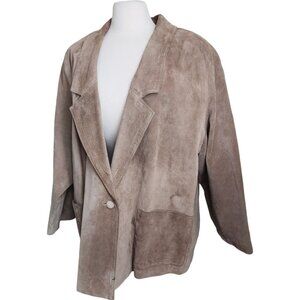 Vintage Avanti Suede Blazer‎ Suit Jacket Size 44 Leather Coat Beige